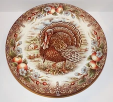 GORGEOUS SET OF 4 CUTHBERTSON ENGLAND TURKEY 10 7/8" DINNER PLATES ~THANKSGIVING