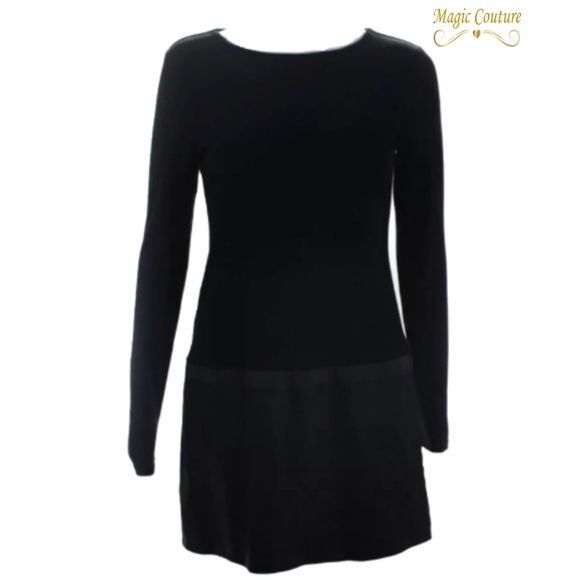 NWT Theory Keiran Jersey & Leather Drop Waist Dress