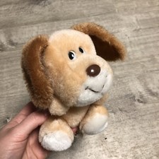 Vintage Russ Berrie Sparky Mini Puppy Dog Tan Brown Ears Tail Plush Toy 6  Clean