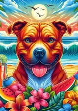 Pit Bull Terrier Red Summer Fun Flag