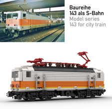 Bauanleitung ⚠️ BR 143 S-Bahn weiß orange E-Lok Eisenbahn Klemmbaustein Modell