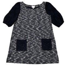 Anthropologie Postmark Dress S Small Black White Marled Knit Shirt Dress