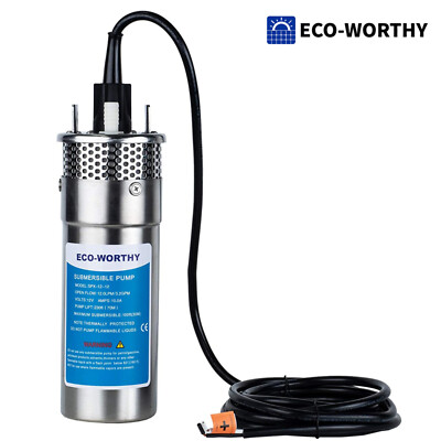 12V DC Submersible Deep Well Pump 3.2GPM 230ft for Irrigation  Stainless Steel