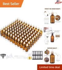 Premium UV Resistant 1 oz Amber Dropper Bottles for Essential Oils - 99 Pack