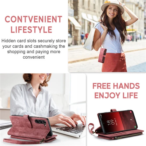 For Samsung S25 S24 S23 FE S22 S21 Detachable Magnetic Cover Leather Wallet Case - Picture 11 of 63