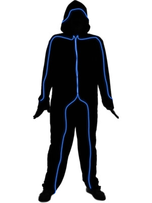 Blue Light Up E.L. Party Wire Stickman Adult's Costume