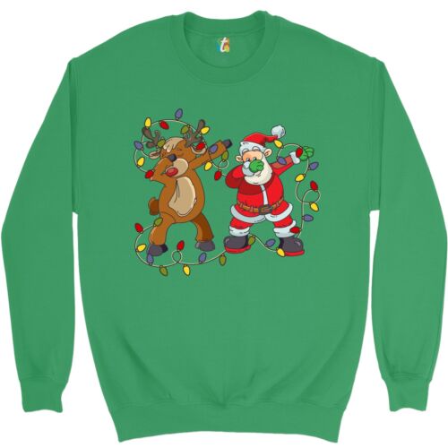Sweat-shirt de danse Père Noël et Rudolph Dab joyeux Noël crewneck de Noël - Photo 1/36