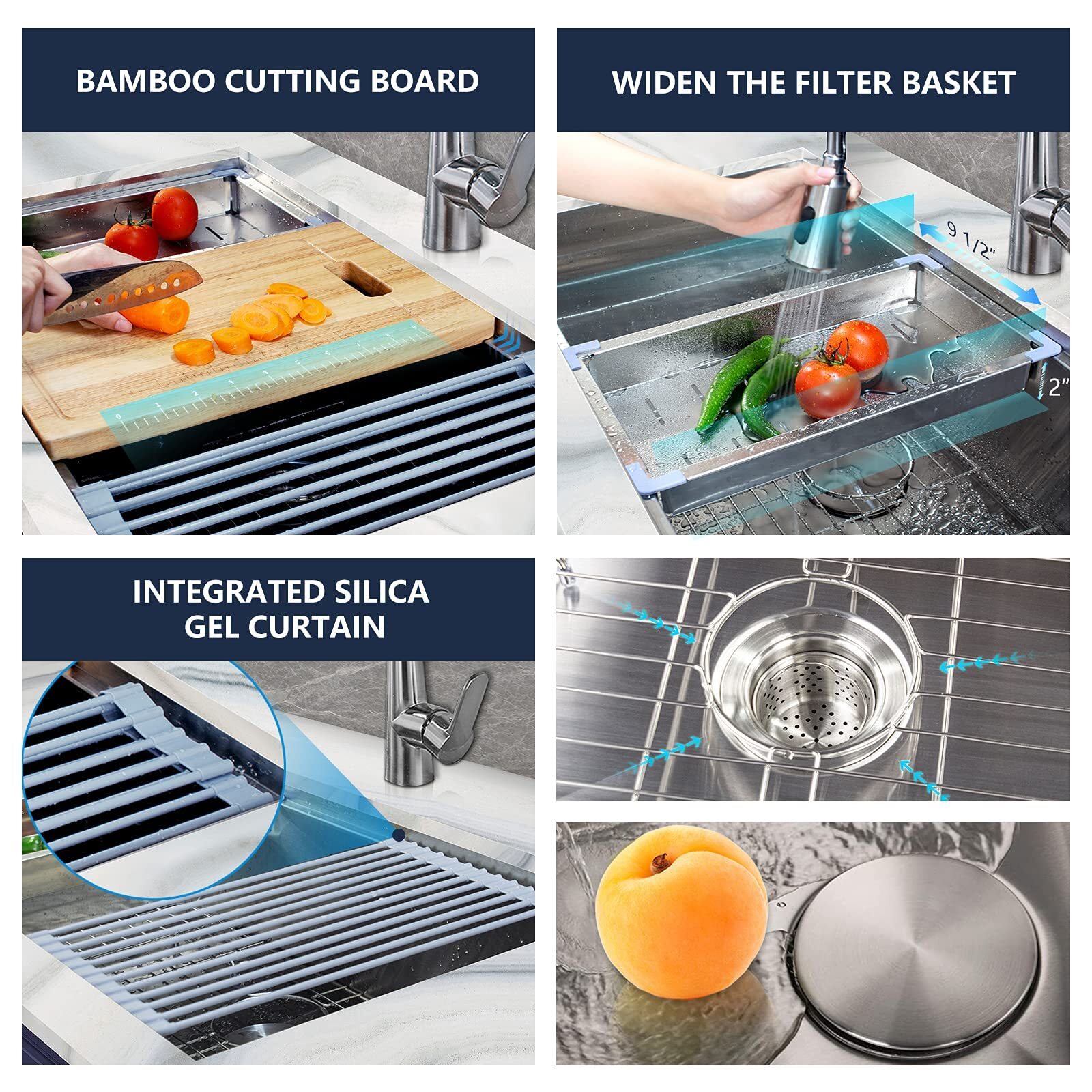 Kitchen Sinks 33x19 inch Workstation Undermount Sinks with Accessories