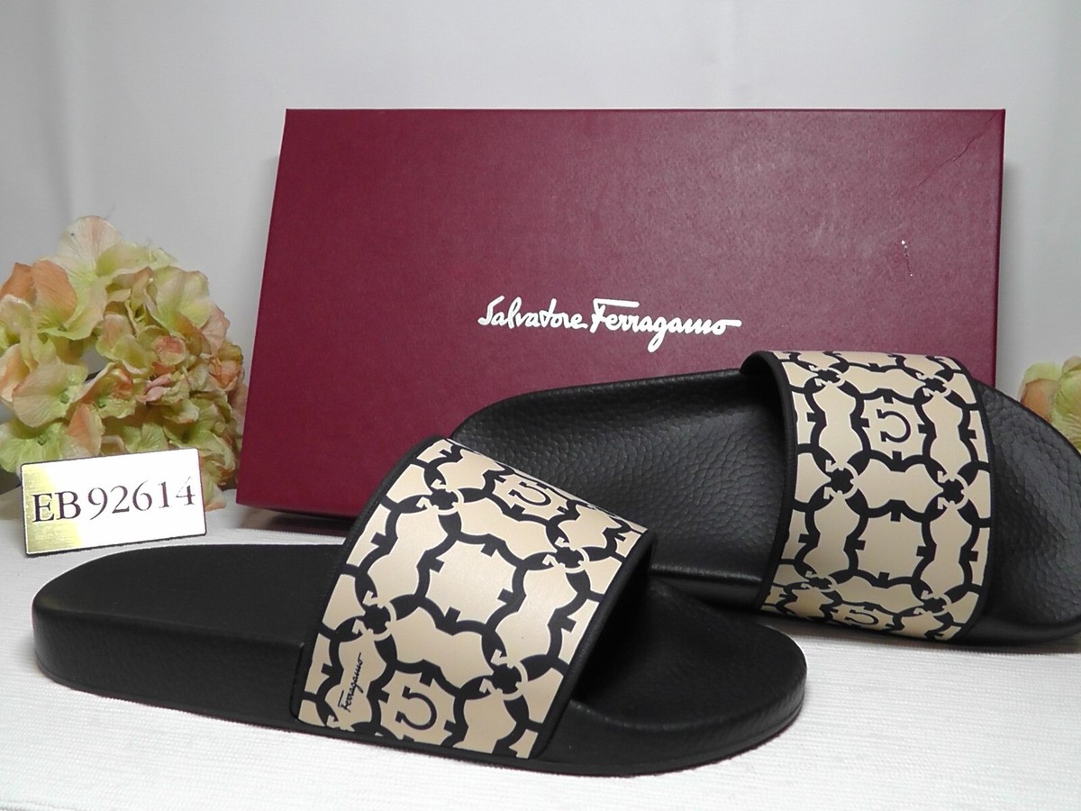 Salvatore Ferragamo Groovy 2 Logo Slide Sandals Black/White Sz 9 Salvatore Ferragamo Groove Black/ White pool | Mercari main image 4