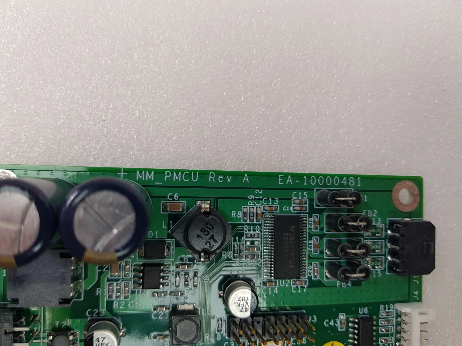 Silkscreen MM_PMCU Rev A EA-10000481 next to the DRV8312 driver