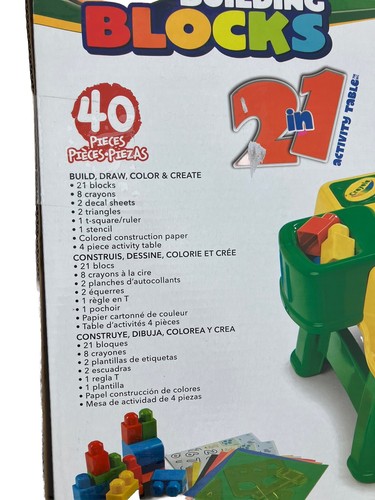 New Crayola 2 in 1 Building Blocks Activity Table 40 Pieces Crayons & Drawling - Picture 6 of 7