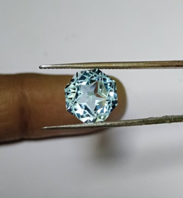 AAA Quality Natural Sky Blue Topaz Hexagon Shape Faceted Fantasy Cut Gemstone,