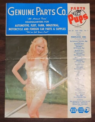 GENUINE PARTS CO, PARTS PUPS Portland auto NAPA GPC newsletter pin-up girls 1983
