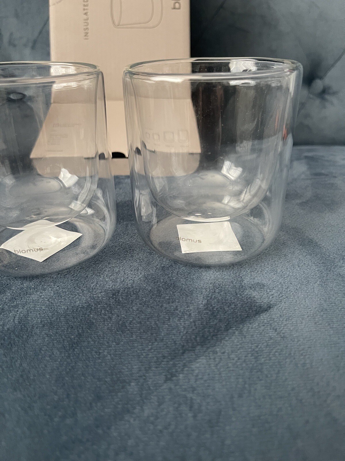 Blomus Insulated Coffee Glasses Tea Glass Nero Model #63653 2pc Set Dbl Wall NEW