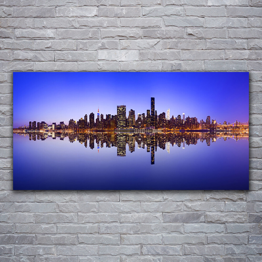 Tableau sur verre acrylique 120x60 cm pour habiller un mur vide avec une ville lumineuse