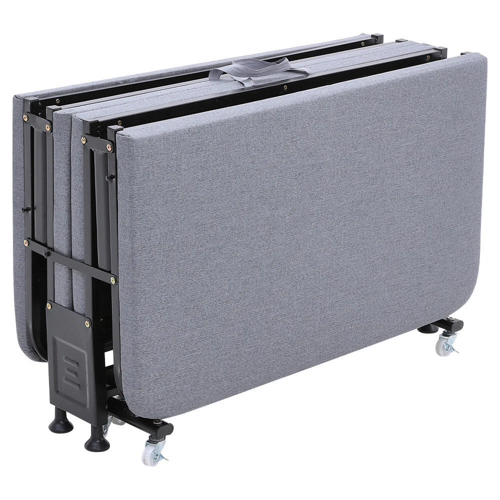 Single Adults Folding Metal Bed Frame Padded Foam Bed Frame Portable Guest Hotel