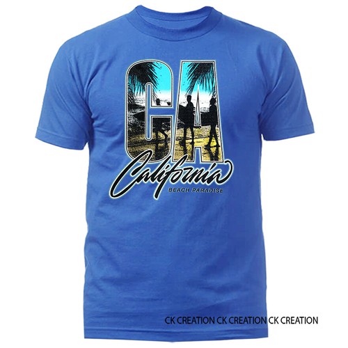 Golden State California Republic Beach Paradise Palm Tree Ocean Graphic T-shirt - Picture 12 of 14