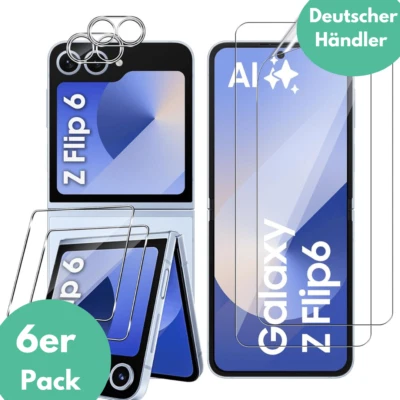 SMARTUP 6X Schutzglas für Samsung Galaxy Z Flip 6 5G Display Kamera Panzerfolie Full 9H
