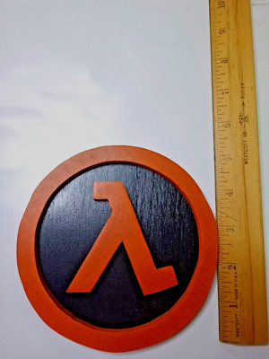 Wood carved HALF LIFE symbol DECORATION video game classic VALVE handmade