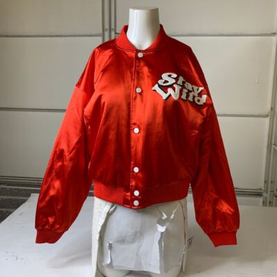 AKIRA Stay Wild Tiger Bomber Jacket Women's Size Large Red