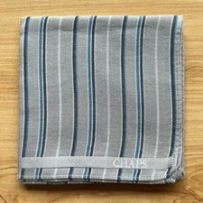 HANDKERCHIEF VINTAGE GRAY STRIPED PLAIN MEN'S POCKET SQUARE COTTON 18" D0466