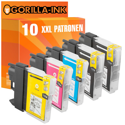 10 Druckerpatronen XXL für Brother DCP-145C DCP-195C DCP-197C DCP-365CN LC-980