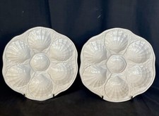 French Sarreguemines Majolica 2 Oysters Plates Shells /B
