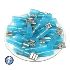 100 Blue Heat Shrink Marine FeMale QDC Crimp Connectors AWG 16-14 .250