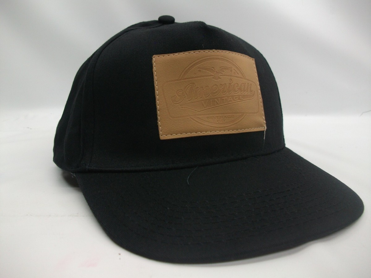 American Vintage Beverage Co Leather Patch Hat Black Snapback