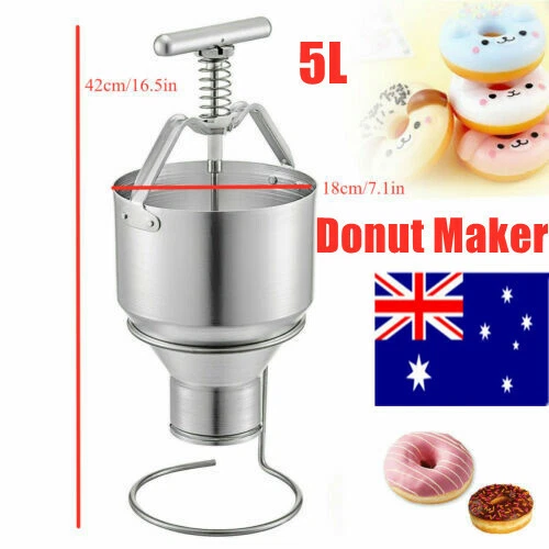 Manual Aluminum Donut Depositor Dropper Plunger Dough Batter Dispenser Hopper 5L - Picture 1 of 11