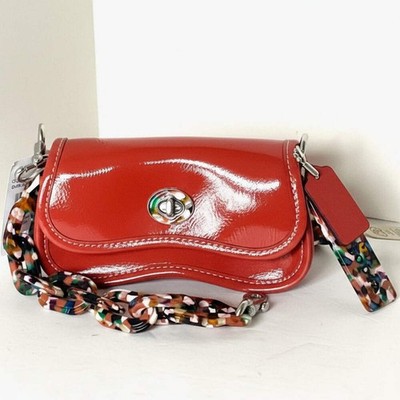 Coach Coachtopia Mini Wavy Dinky CQ853 Deep Orange Patent Leather Bag