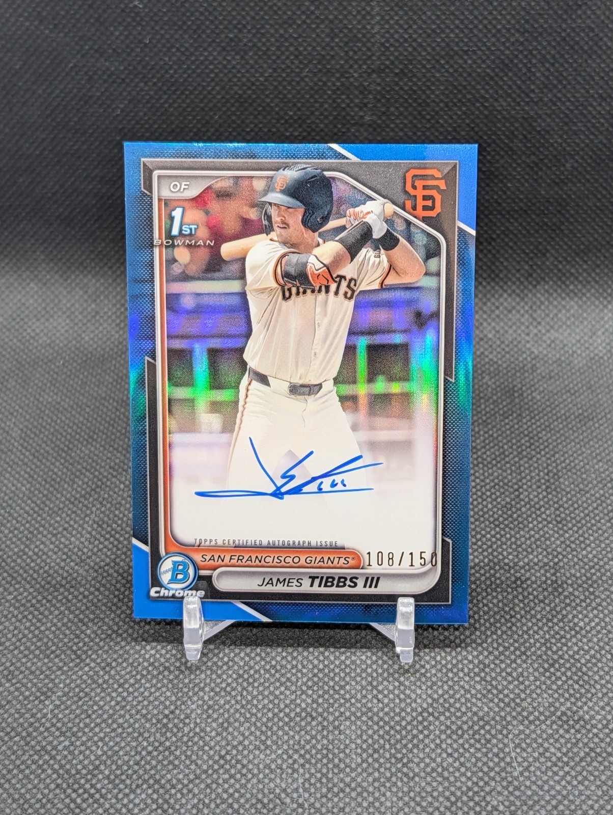 JAMES TIBBS III 2024 BOWMAN CHROME 1ST ROOKIE RC AUTO BLUE REFRACTOR /150 