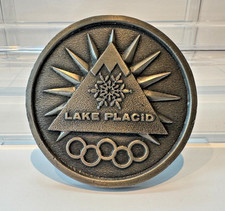 Vintage 1975 Lake Placid Winter Olympics Belt Buckle 3 Inch Round