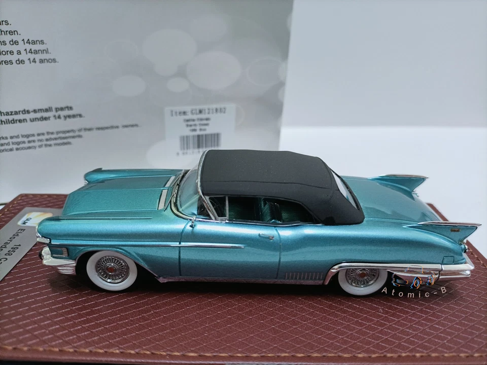 Modelo de coche convertible GLM 1:43 Cadillac Eldorado Biarritz resina azul vintage Foto 3 de 4