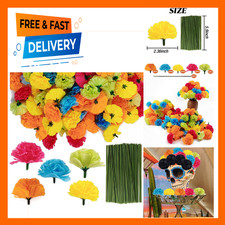 50pcs Artificial Marigold Flowers Heads with Stems, Colorful Silk Plastic