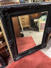 Beautiful Large Vintage Gothic Black Bevelled Edge Wall Mirror With Small Mirror