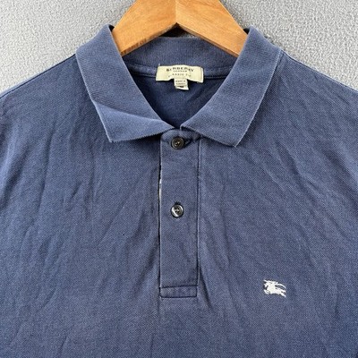 Burberry London Polo Shirt Mens Medium Navy Blue Classic Fit