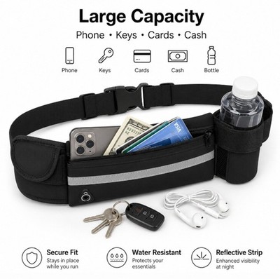 Adjustable Running Belt Water Resistant Waist Pack Fanny Bag Men Women Phone