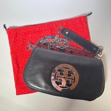Tory Burch Amanda Chain Leather Shoulder Bag Black Vintage Authentic