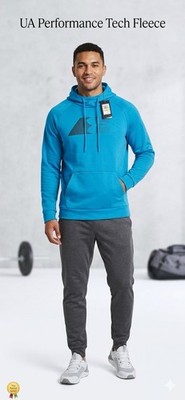 Under Armour Men's Long Sleeve Light Blue Hooded Pullover Sweatshirt Size MD/M/M
