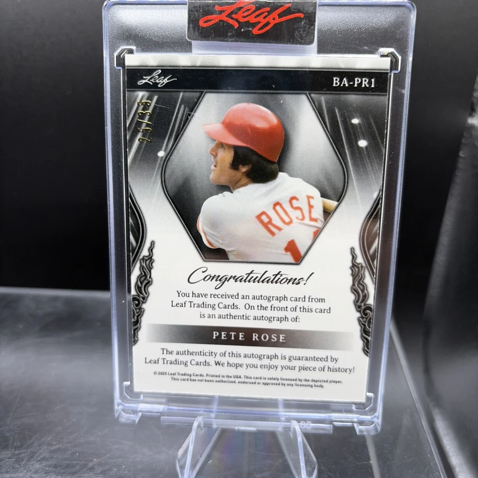 Pete Rose, 2025 Leaf Sports Heroes, #’d 25/35 automático. Cincinnati Reds. Foto 4 de 4