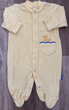 Vintage CARTERS GENDER NEUTRAL YELLOW TERRY CLOTH FOOTIE PAJAMAS SZ 3-6 Months