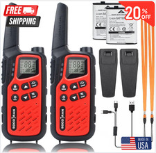 2 PACK Long Range Walkie Talkie 100 Mile Two Way Radio Charge Headset Waterproof