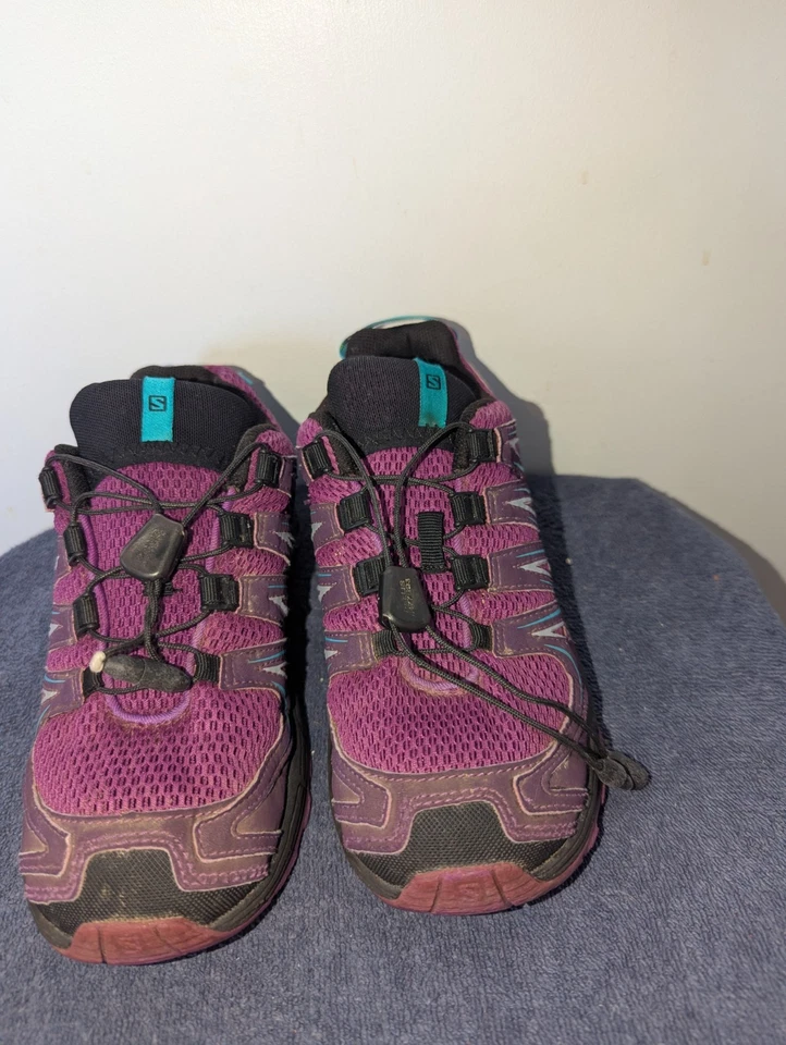 Sapatos de caminhada Salomon XA Pro meninas tamanho 4 roxo trilha ao ar livre parte superior baixa - Imagem 2 de 4