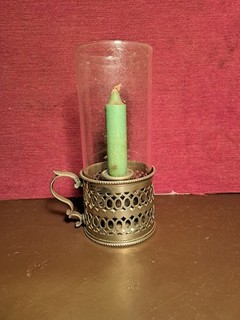 Antique Victorian Silver Plated Hurricane Chamber Stick Victorian Period rare
