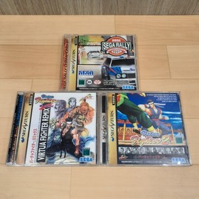 Sega Saturn Console Bundle 2 Controllers 8 Games Tested Japan White HST-3220