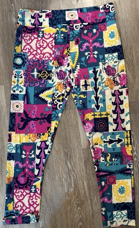 LuLaRoe Women's Multicolor Leggings Size TC2 Wild Vibrant Geometric Design