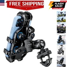 Motorcycle Phone Mount Holder with Vibration Dampener, Anti-Shake Handlebar C...