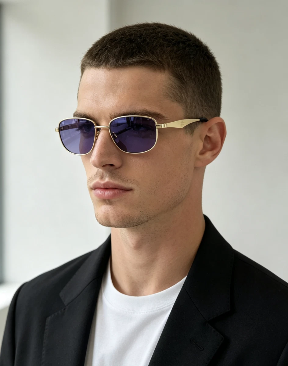 PRADA Gold Blue Sunglasses for Men for sale | eBay