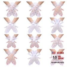12 Pairs Women Lace Tea Party Gloves 6 Styles White Wedding Vintage Gloves 
